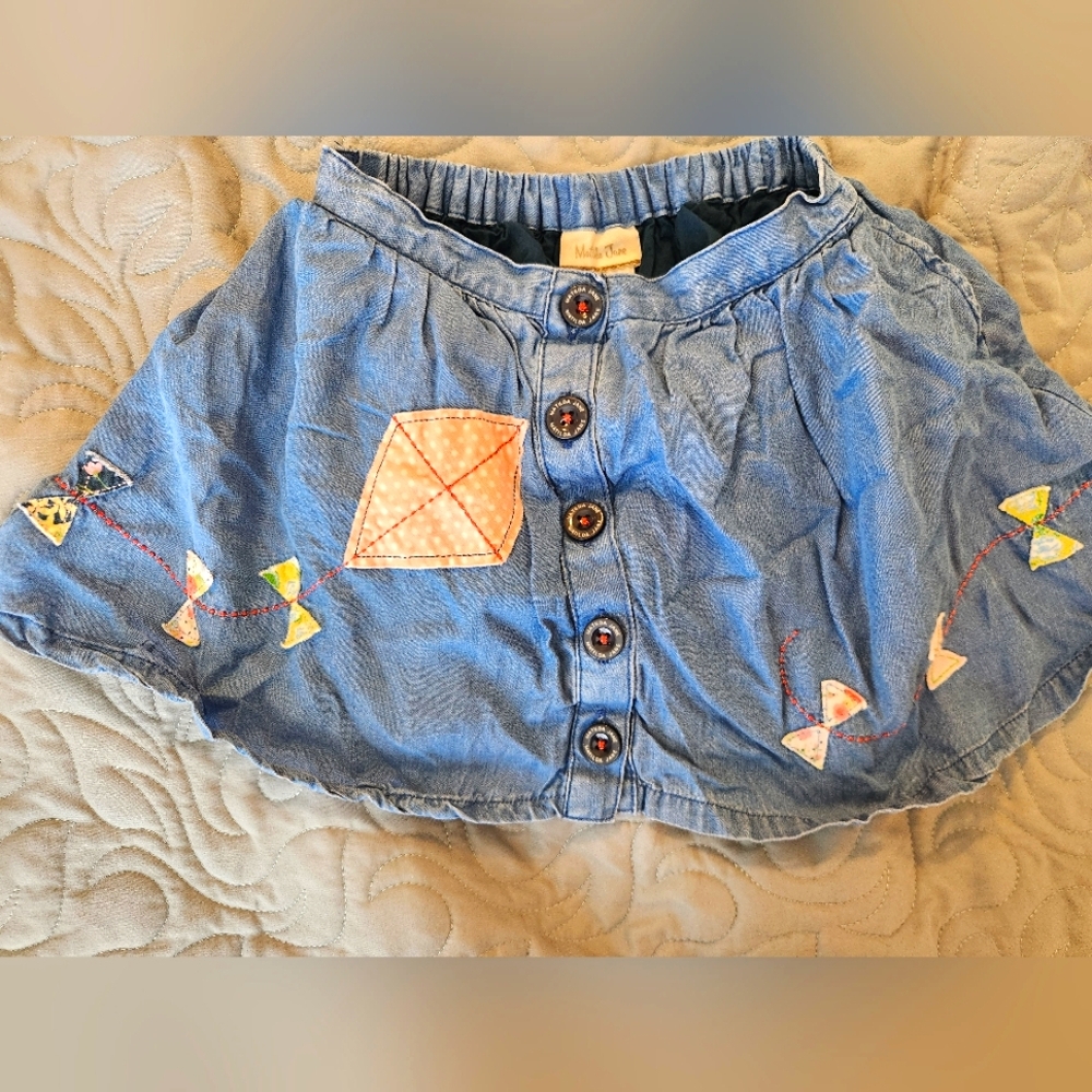Matilda Jane Denim Girls Kite Theme Skirt. Size 2T.
